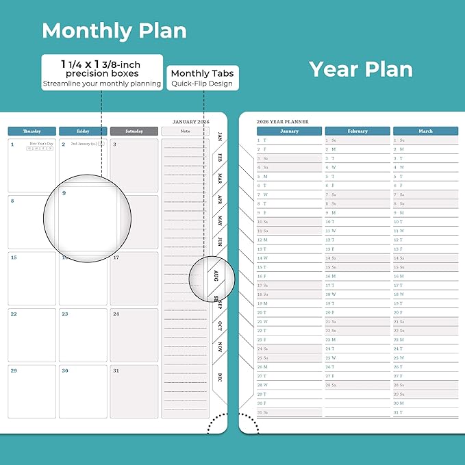 IN-LUXPRO Planner 2026 Daily Weekly and Monthly, 12 Months Spiral Bound - Image 4