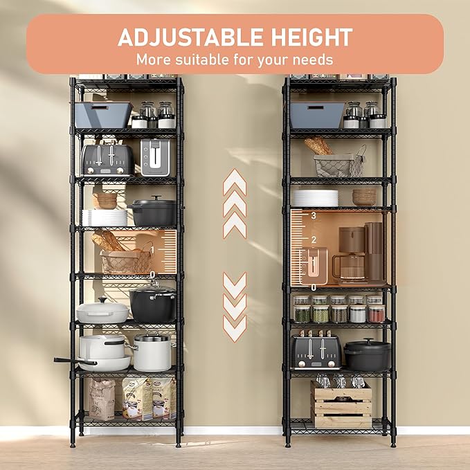 M MZG 8 Tier 2000 lbs Storage Rack Metal Wire Shelving Unit, Storage Standing - Image 4