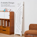 66.9Inch Folding Room Divider, 3 Panels Wood Carved Privacy Screens, Free - Image 5