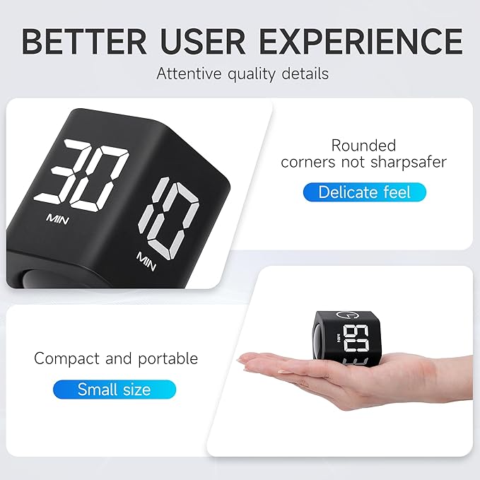 Exlliy Productivity Timer 1, 60 Minutes Preset, Desk Cube Timer - Image 4
