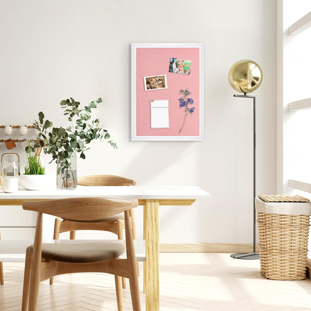 Large Wood Framed Cork Board with Linen, 24" x 18" (Pink)