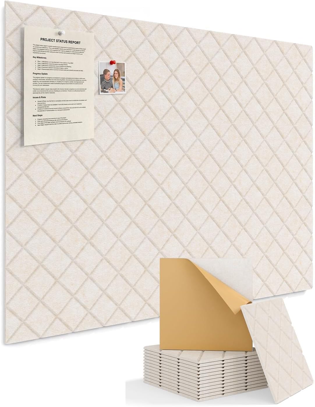 Kuchoow Bulletin Cork Board Large 47.2" x 35.4" Felt Notice Pinboar...