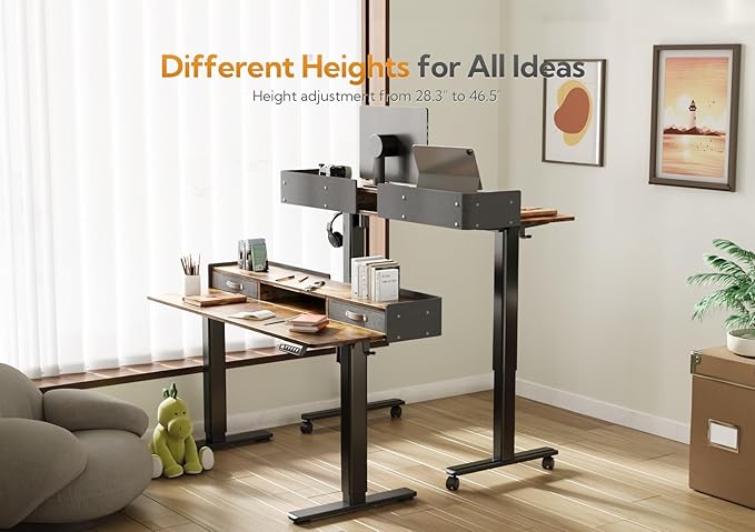 Claiks Standing Desk with Drawers, Adjustable Stand Up Electric Standing Desk - Image 8