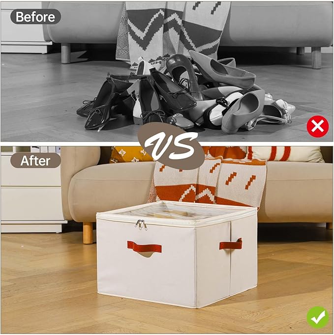 INSTY Shoe Organizer for Closet, 2 Pack Foldable Shoe Storage Containers - Image 5