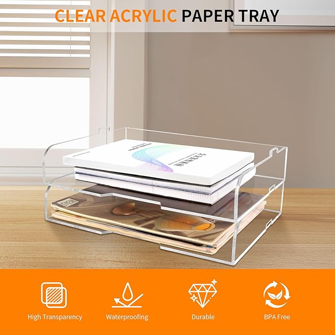 2 Pack- Stackable Paper Letter Tray, or Workspace - Image 2