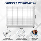 Lined Whiteboard Blank Grid Aluminum Frame Dry Erase Board Reusable Wall - Image 2