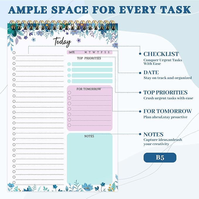 Thboxes 60 Pages To Do List Notepad, 6.7” X 9.8” To Do List Notebook Tear Off - Image 2