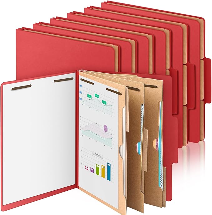 12 Pcs Classification Folders Letter Size 3 Pocket Dividers Employee File Folder by Skyygemm