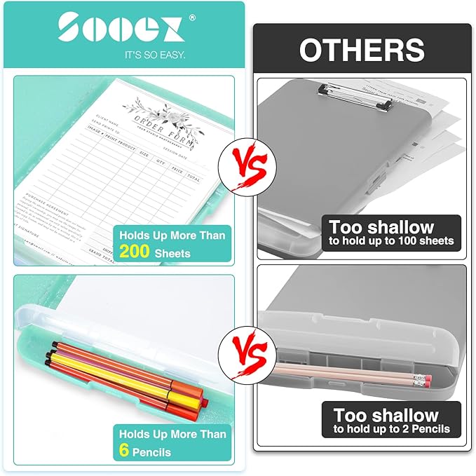 Sooez Glitter Clipboard with Storage, High Capacity Clip Boards 8.5x11 with Pen - Image 2