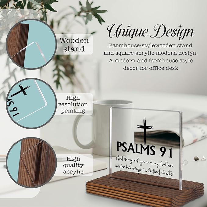 Psalm 91 Desk Sign, Christian Bible Verse Decor - Image 3