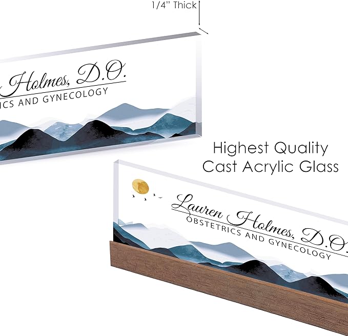 ARTBLOX | Office Personalized Name Plate Mountains Design On Clear Acrylic Glass - Image 4
