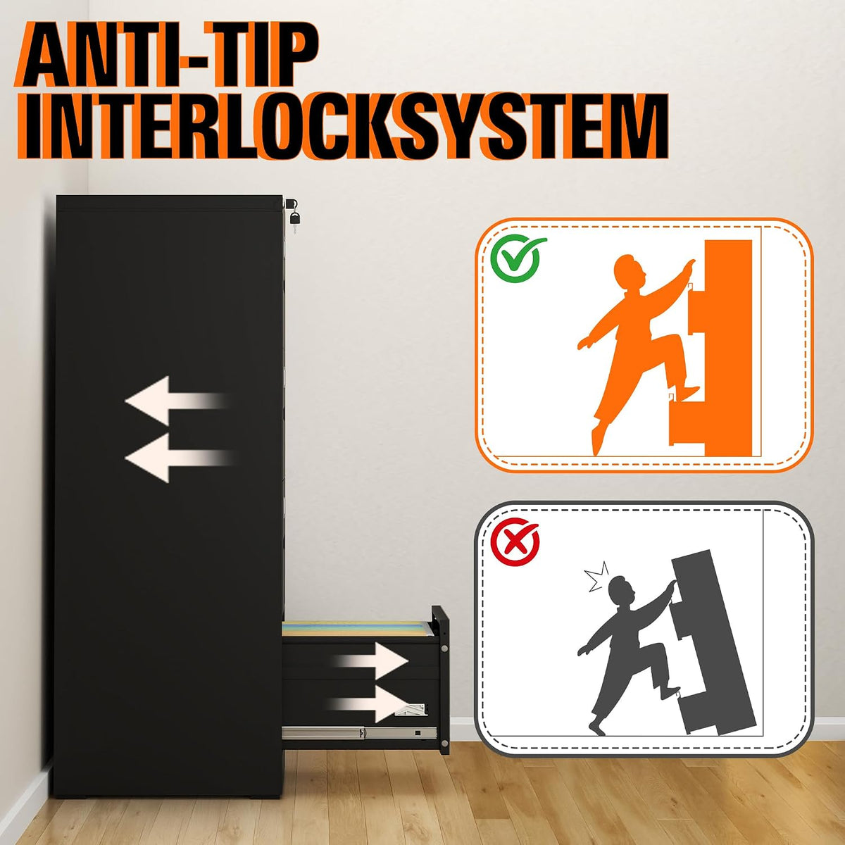 4 drawer file cabinet with lock,vertical filing storage on a desk or shelf