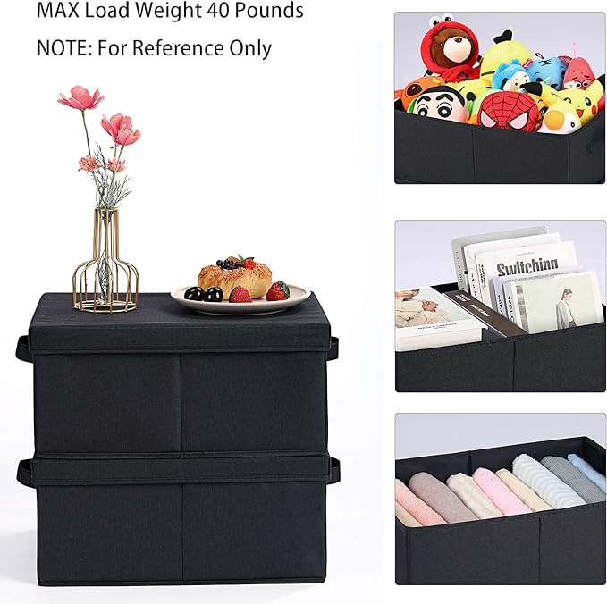 HOONEX Storage Bins with Lids for Organizing, Storage Boxes with 2 Carrying - Image 2
