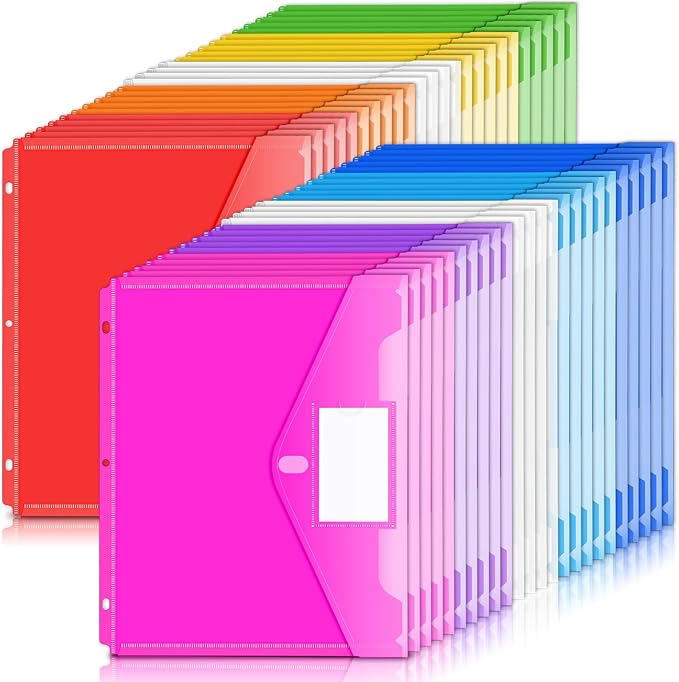 Forvencer Binder Pocket, 48 Pack Super Heavyweight Poly Binder Pocket by Forvencer
