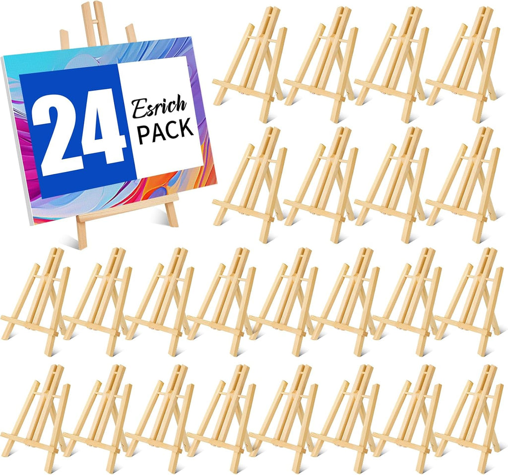 ESRICH 24 Pack 11.8" Wood Easels, Tabletop Easel