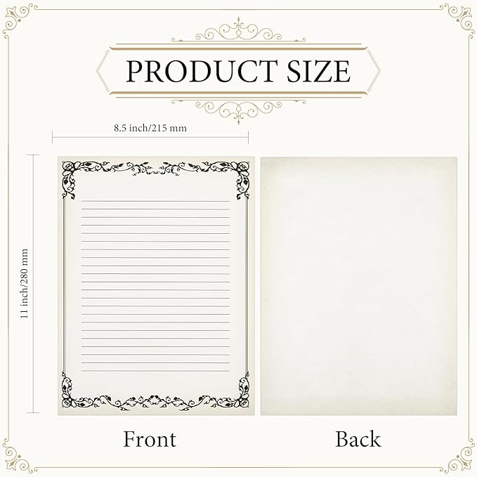 Sabary 200 Sheets Lined Stationary Writing Paper 8.5 x 11 Inch Fancy Vintage - Image 2