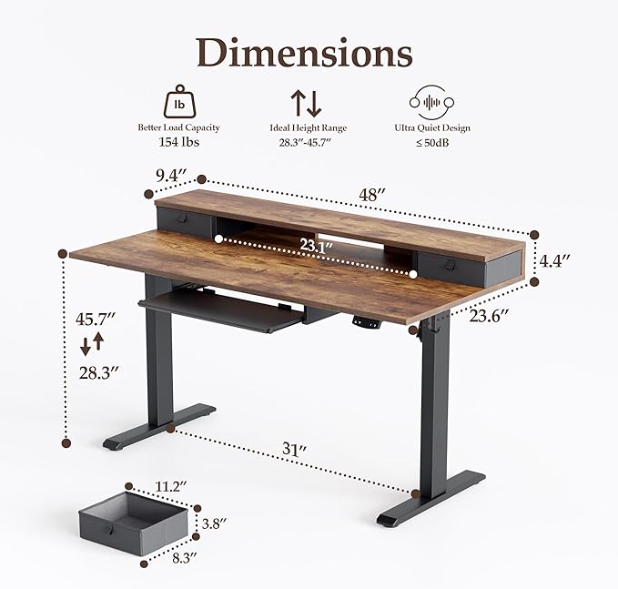 Klicelor 48 Inch Electric Standing Desk - Image 3