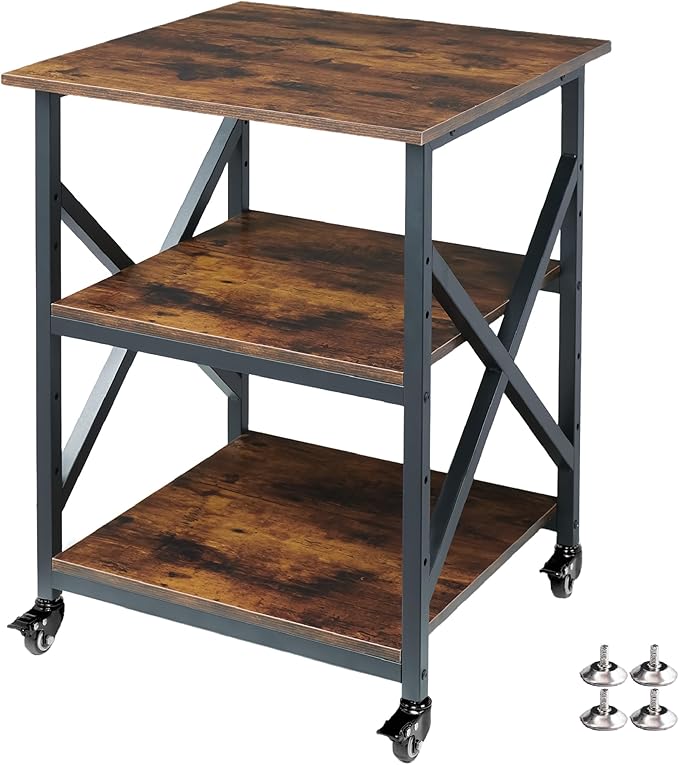 Fannova 23.6 x 23.6 Inches Large Printer Stand, 3 Tier Square Printer Table by Fannova