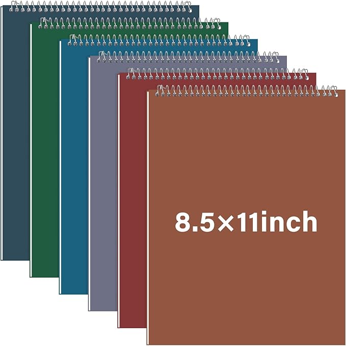 Maitys 6 Pcs Legal Pad Steno Spiral Notebook 8.5" x 11" Top Bound Spiral Pads by Unknown