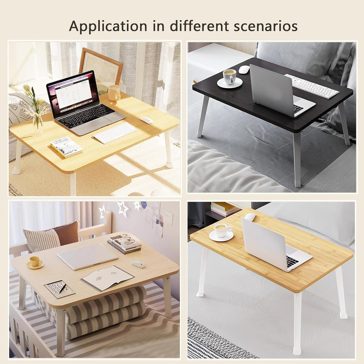 Foldable Laptop Desk for Bed, Bed Laptop Table, Foldable Portable Lap Bed Tra...