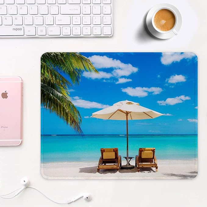 Auhoahsil Mouse Pad, 12 x 10 in Beach Theme Computer Mouse Pad - Image 2