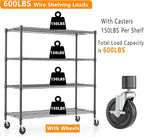 Himimi 72" H Storage Shelves 4 Tier Metal Shelving Adjustable Wire Shelf - Image 7