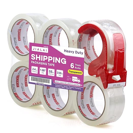 JIALAI HOME Heavy Duty Transparent Packing Tape, 6 Rolls by JIALAIHOMEPACKINGTAPE