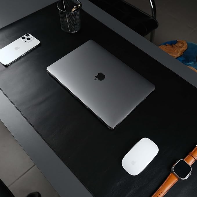 TORONATA Jersey Genuine Calfskin Leather Desk Pad, Office Desk Mat by TORONATA