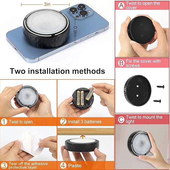 LED Puck Lights with Remote Battery Operated Under Cabinet Lighting Wireless - Image 5