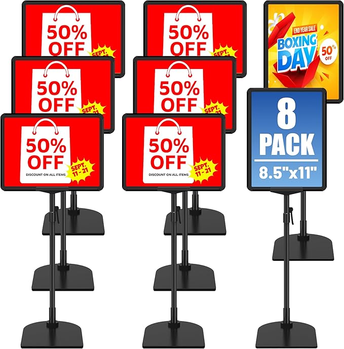 8Pack Sign Holder Stand for Display 8.5 x 11, Adjustable Poster Stand for Table by VAIIGO
