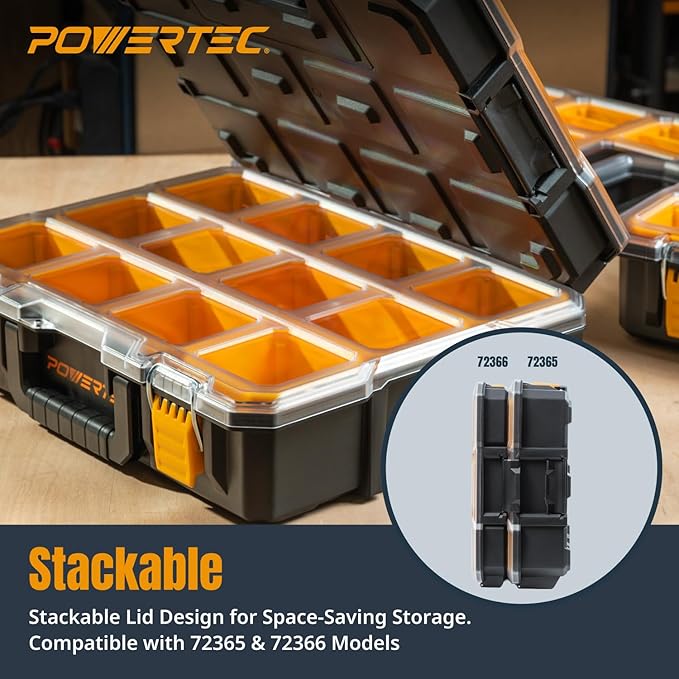POWERTEC Small Parts Organizer & Tool Box – 20 Compartments, IP65 Water & Dust - Image 4