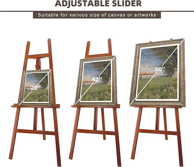 Stuelloaf Large A-Frame Wooden Painting Display Walnut Easel, Large Adjustable - Image 6