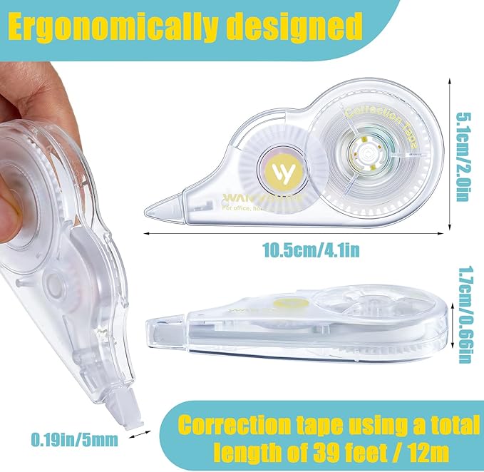 Lewtemi 60 Pcs White Correction Tape Bulk, 39.4 ft Wrong out Tear Resistant - Image 2
