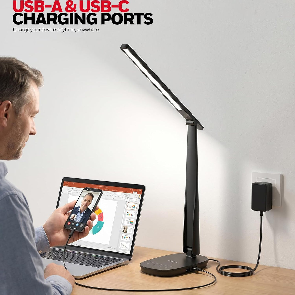 honeywell led desk lamp for home office eye-caring showing dimensions