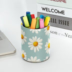 Leather Pen Holder for Desk, Daisy Pencil Cup Desktop Organizer Makeup Brush - Image 5