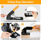 AFMAT Heavy Duty Stapler 220 Sheets, Large Staplers for Desk with 7000 Staples, 60% Reduced Effort, 50,000+ Uses, Jam Free, Adjustable Paper Depth, Metal Classroom Office Desktop Stapler, ES15
