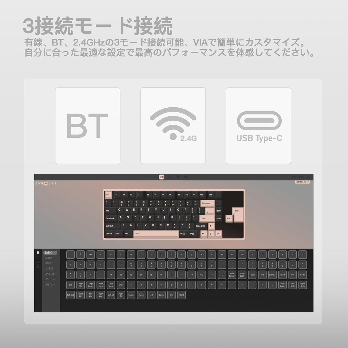 WOBKEY Rainy75 75% Tri-Mode Mechanical Keyboard, CNC Aluminum Custom Wireless...