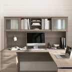 Bush Home 72-Inch Desk Hutch, Office Storage Organizer with Shelves, Cubbies and Frosted Glass Doors for Computer Desk, Home Office Furniture, Somerset Collection, Ash Gray