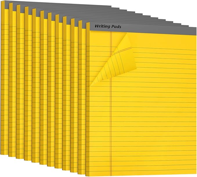 12pcs Legal Pads, Perforated Wide Ruled Writing Pad, Wide Ruled Legal Notepads by ARFBEAR