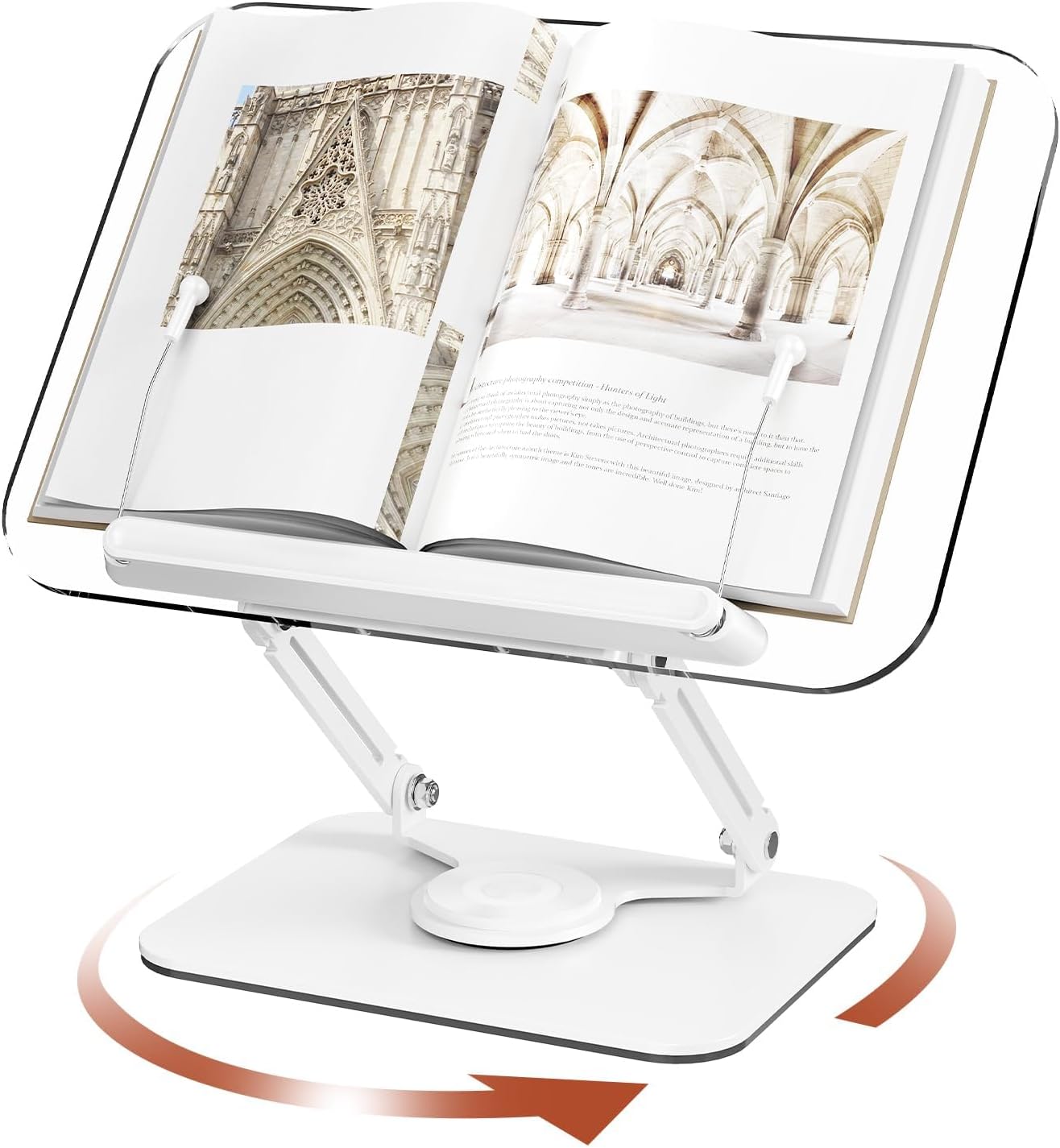 BYMECOST Acrylic Book Stand for Reading, Adjustable Book Holder, White