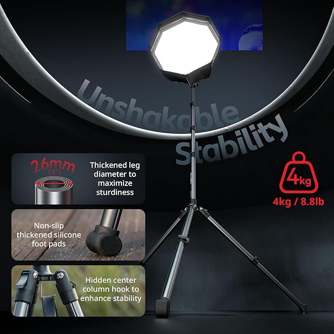 SMALLRIG 74.8"/ 6.23 ft Adjustable Light Stand Photography, Max Load 8.8 lb - Image 6