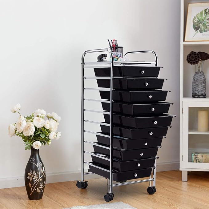 Giantex 10 Drawer Rolling Storage Cart Scrapbook Paper Office School Organizer - Image 2