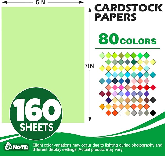 160 Sheets 5" X 7" Colored Cardstock, 80 Assorted Colors 180 GSM/65 LB - Image 2