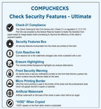 compuchecks 500 blank check stock paper, check on, side view