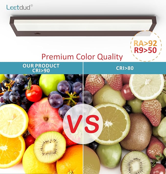 Leetdud LED Under Cabinet Lighting Hardwired or Plug in, 18 Inch 9W, Dimmable 5 - Image 8