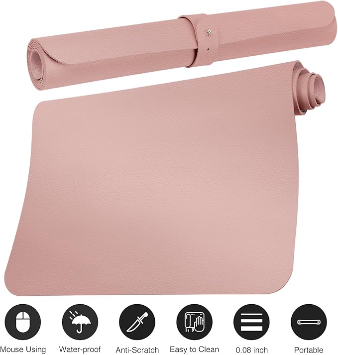 Boutilon Leather Desk Pad Protector, Non-Slip Mouse Pad, Laptop Desk Pad - Image 3