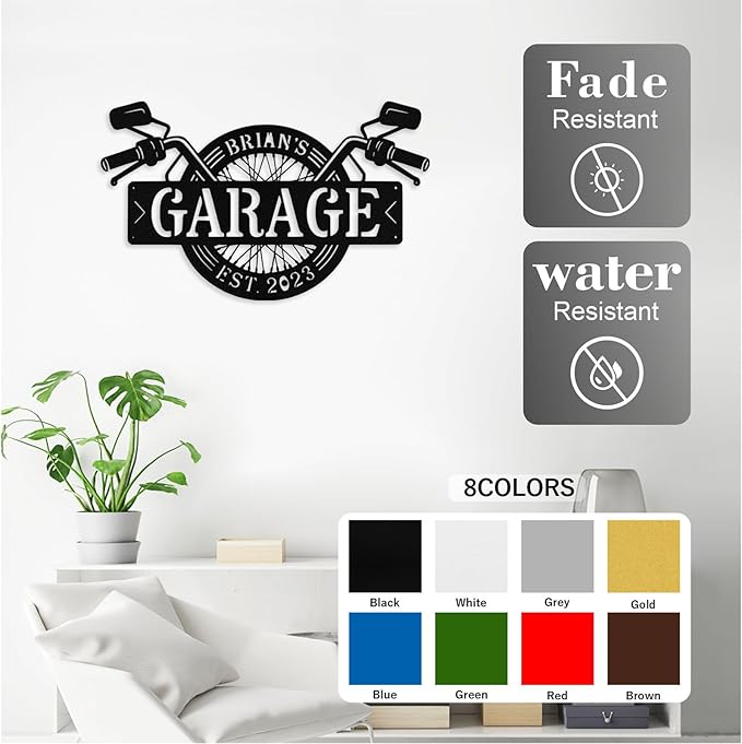 Custom Motorcycle Wheel Metal Signs Personalized Biker Name Sign Custom Garage - Image 4