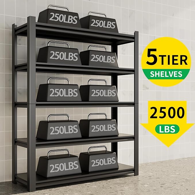 CBCNWR 72''H Garage Storage Shelves, 2500LBS Steel Heavy Duty Storage Shelves - Image 5