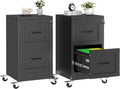 2 drawer rolling metal file cabinet with lock,narrow, main product view