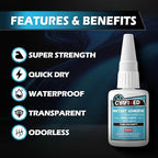 Thin Super Glue 1 oz, All Purpose Clear Liquid CA Glue Repair Wood Ceramic - Image 2